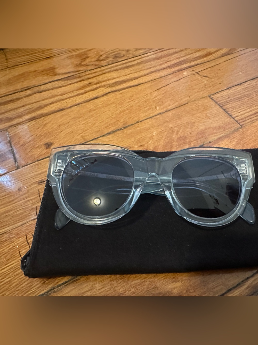 Céline Blue Clear Frame Round Sunglasses - Black Lenses